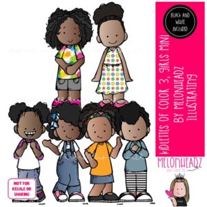 Kidlettes of color 3 clip art, girls, African American Mini
