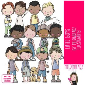Little Boys clip art, kids COLORED Version
