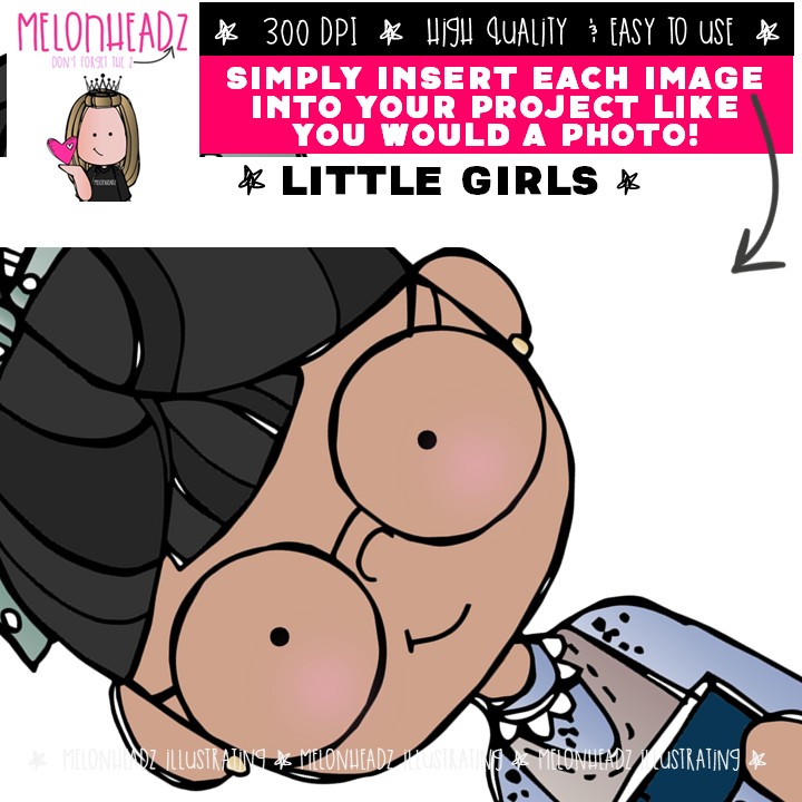 Little Girls clip art, Addie's Edition, kids COMBO PACK - Image 3