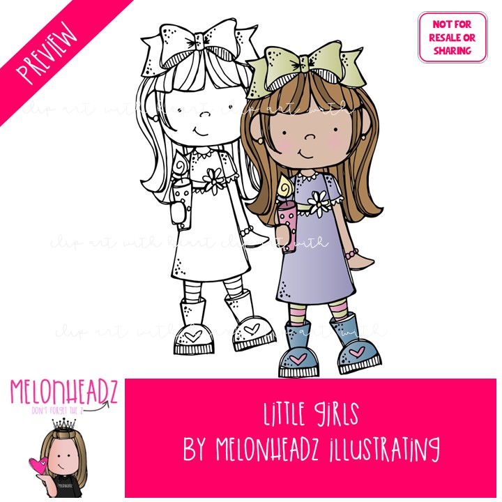 Little Girls clip art, Addie's Edition, kids COMBO PACK - Image 2
