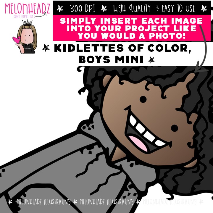Kidlettes of color 2 clip art, boys, African American Mini - Image 3
