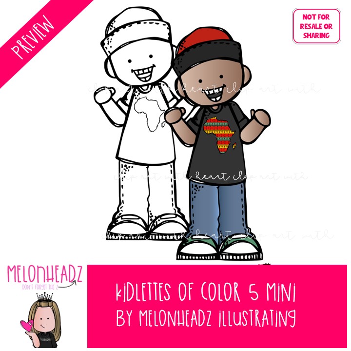 Kidlettes of color 5 clip art, African American Mini - Image 2
