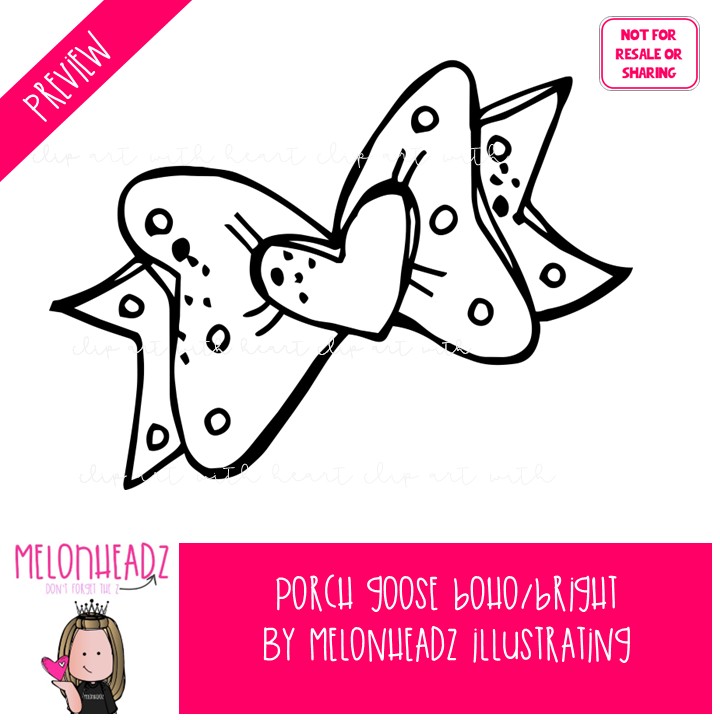 Porch Goose clip art, Build A, Mix and Match, year long BOHO BLACK AND WHITE - Image 2