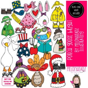 Porch Goose clip art, Build A, Mix and Match, year long BRIGHT COMBO PACK