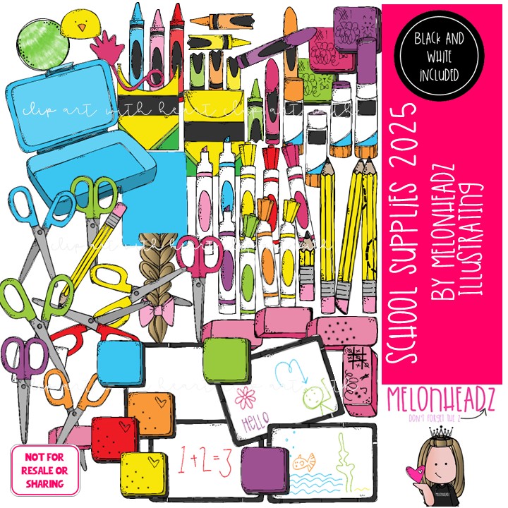 School Supplies 25 (c) Melonheadz Illustrating LLC 2025 C