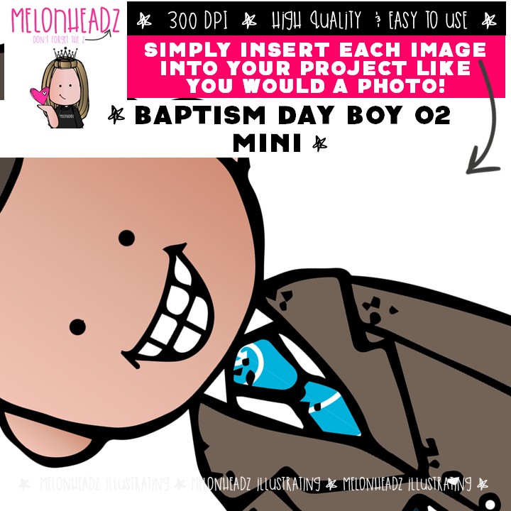 Baptism Day Boy 02 clip art, LDS MINI - Image 3