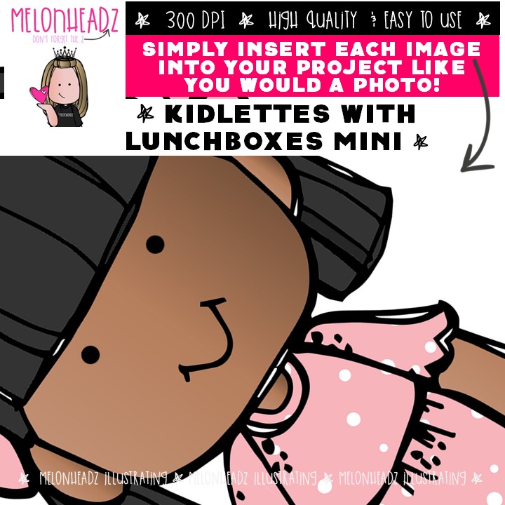 Kidlettes with lunch boxes clip art, eat, schedule Mini - Image 3