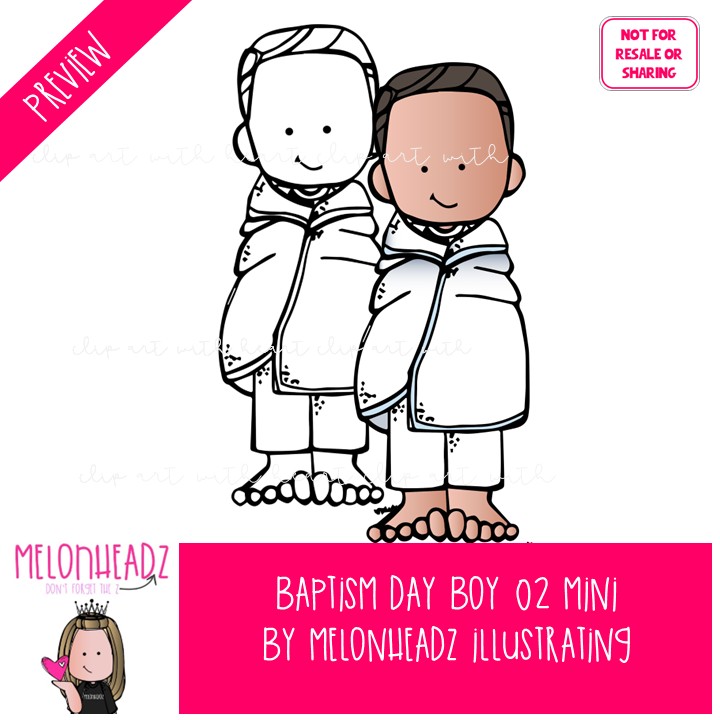 Baptism Day Boy 02 clip art, LDS MINI - Image 2
