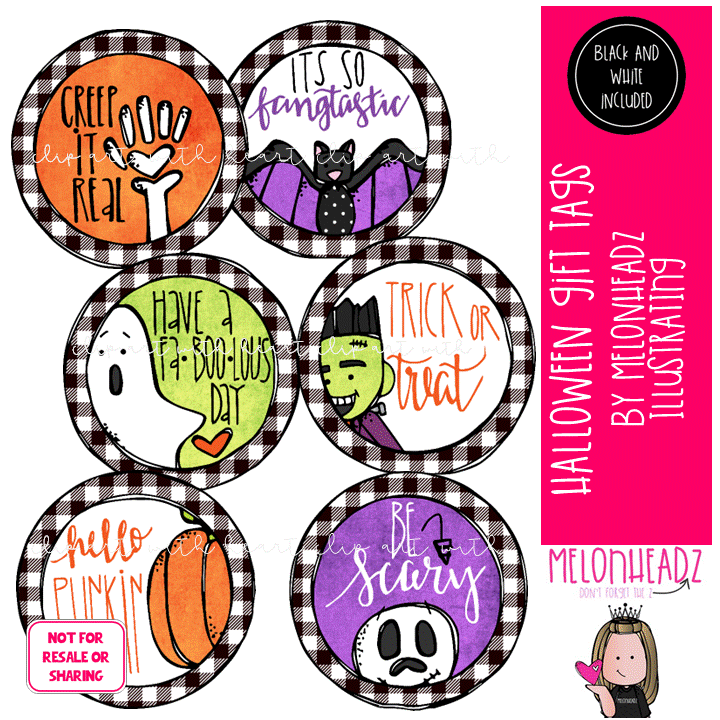 Halloween Gift Tags (c) Melonheadz Illustrating LLC 2022