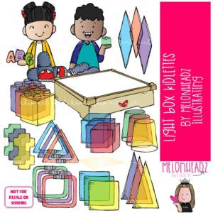 Light Box Kidlettes clip art, play, shapes COLORED Version