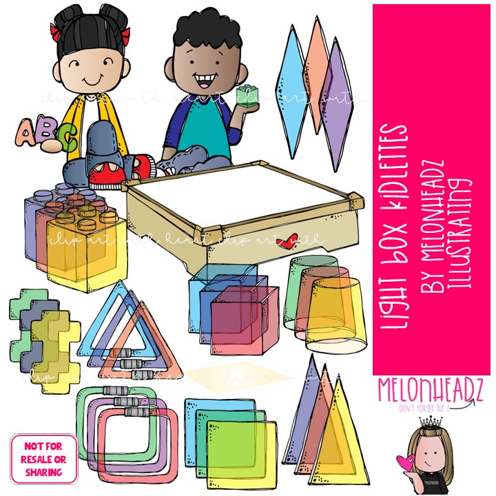 Light Box Kidlettes clip art, play, shapes COLORED Version