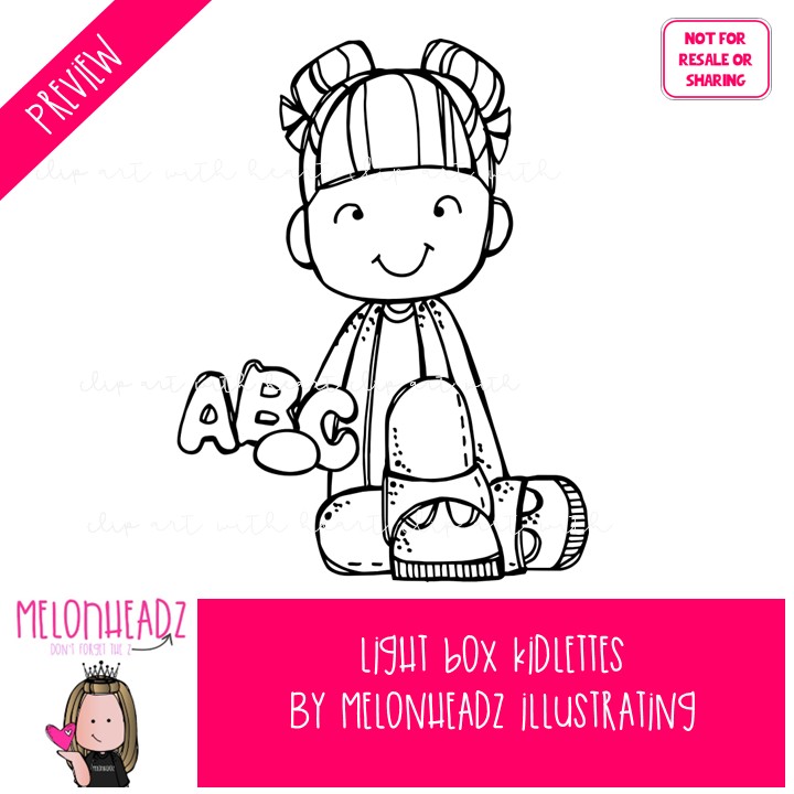 Light Box Kidlettes clip art, play, shapes BLACK AND WHITE - Image 2