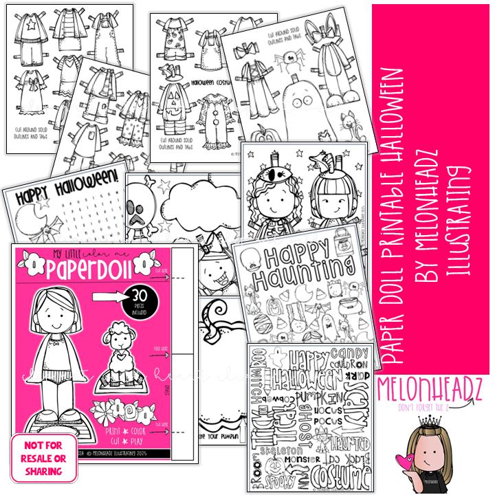 Melonheadz Paper Doll (c) Melonheadz Illustrating LLC 2025 P