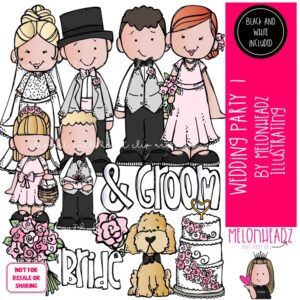 Wedding Party 1 clip art, bride, groom COMBO PACK
