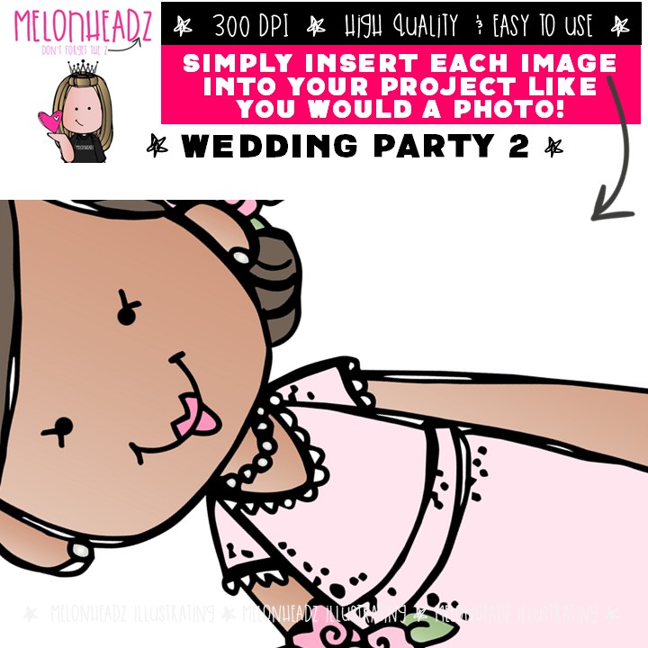 Wedding Party 2 clip art, bride, groom COLORED Version - Image 3