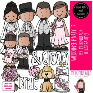 Wedding Party 2 clip art, bride, groom COMBO PACK