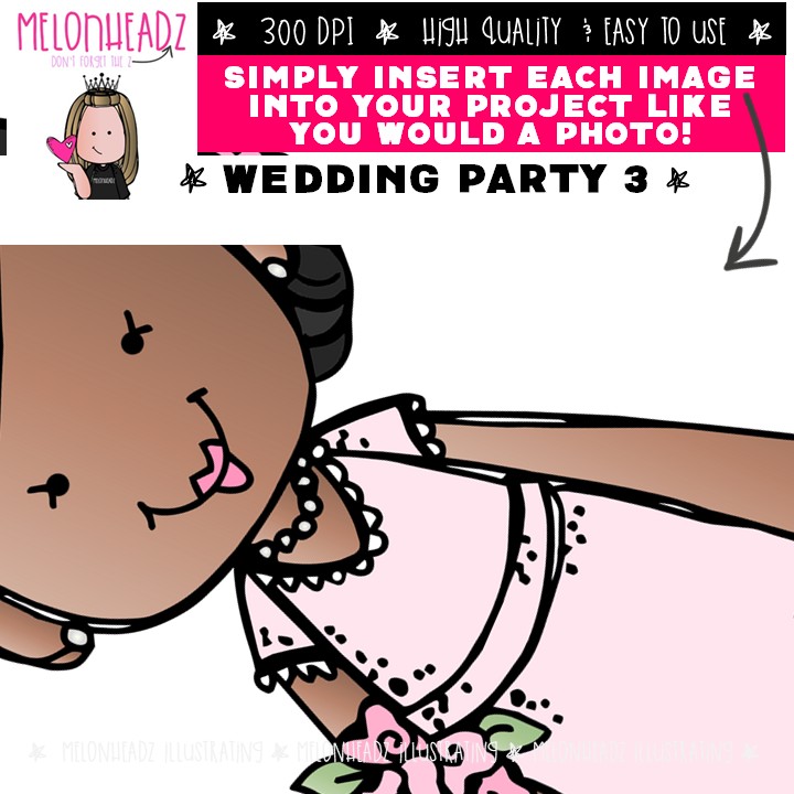 Wedding Party 3 clip art, bride, groom COLORED Version - Image 3