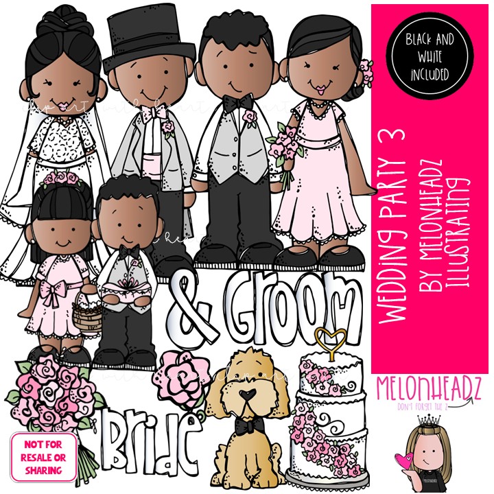 Wedding Party 3 clip art, bride, groom COMBO PACK
