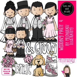 Wedding Party 4 clip art, bride, groom COMBO PACK