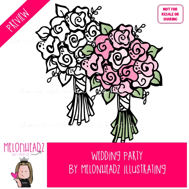 Wedding Party 1 clip art, bride, groom COMBO PACK - Image 2
