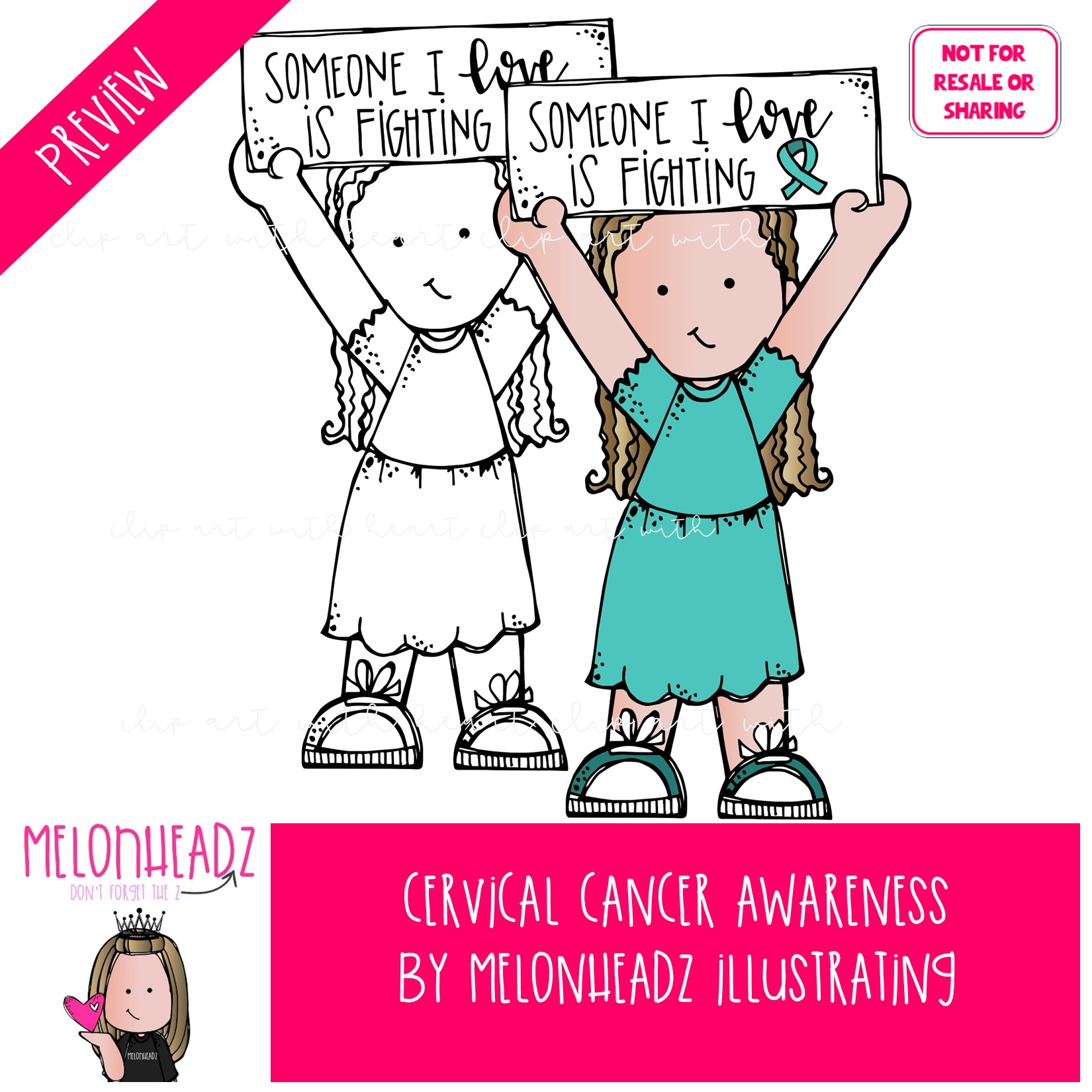 Cervical Cancer Awareness clip art, ribbon MINI - Image 2